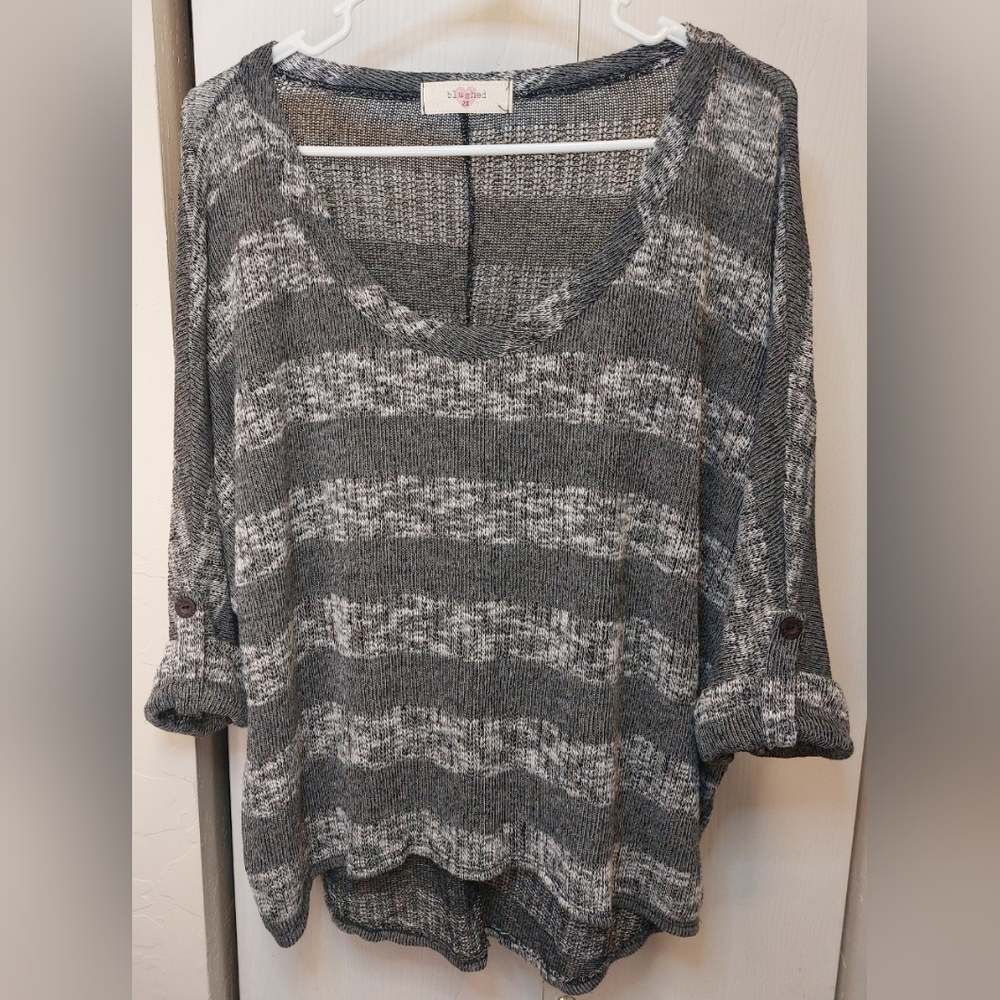 Blushed Lightweight Stretchy Striped Sweater Size 2X Office Top Boho Classic